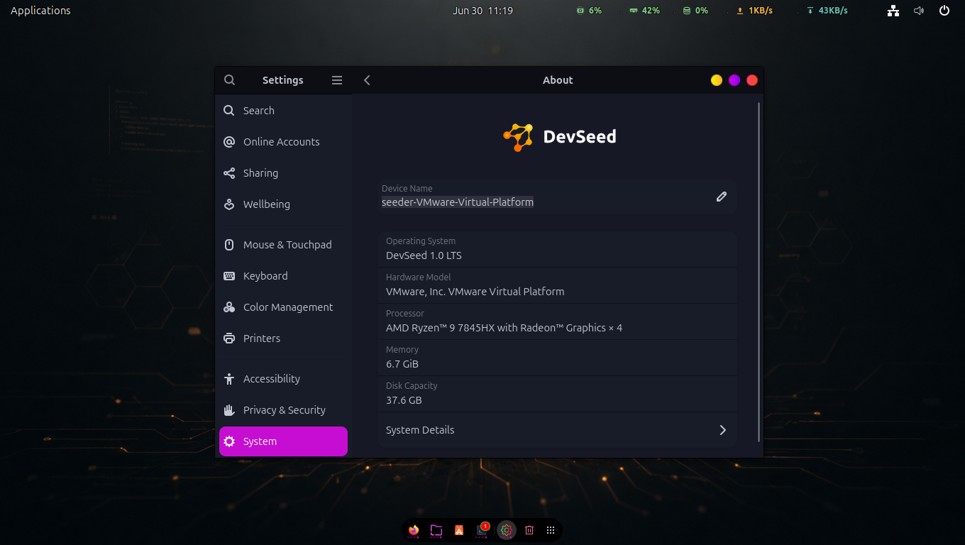 Tampilan About OS